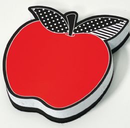 Magnetic Whiteboard Eraser Red Apple with Black and White Leaves