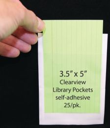 12 Wholesale Clearview Library Pockets 3.5 inch x5 inch, 25 Pieces