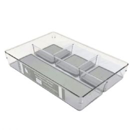 12 of 4 Section Plastic Organizer Bin With Grey Silicone 13" X 9" X 2.5"