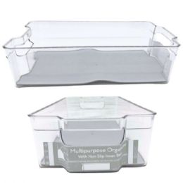 12 of Plastic Stackable Storage Bin With Grey Silicone 14.5" X 8.5" X 4"