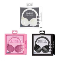 6 pieces Prime Audio Shine Bluetooth Headphones Assorted Black White And Pink - Headphones and Earbuds