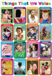 24 Pieces Things We Value 13" x 19" Smart Poly Chart - School Supply Kits