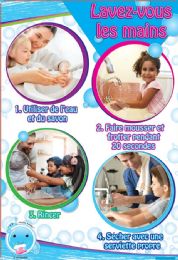 24 of Smart Poly , Healthy Bubbles, Chart 13"x19", French Version Wash Your Hands