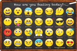 24 Pieces The Original Fun Mat, Welcome Mat, 15.5" X 23.5", Emoji Feelings, Slip Resistant Backing - School and Office Supply Gear