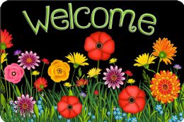 24 Pieces The Original Fun Mat, Welcome Mat, 15.5" X 23.5", Wildflowers, Welcome - School and Office Supply Gear