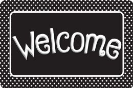 24 Pieces The Original Fun Mat, Welcome Mat, 15.5" X 23.5", Black And White Polka Dots, Welcome - School and Office Supply Gear