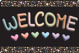 24 Pieces The Original Fun Mat, Welcome Mat, 15.5" X 23.5", Pastel Hearts, Welcome - School and Office Supply Gear
