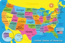 24 Pieces The Original Fun Mat, Welcome Mat, 15.5" X 23.5", Usa Map - School and Office Supply Gear
