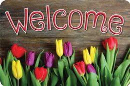 24 Pieces The Original Fun Mat, Welcome Mat, 15.5" x 23.5", Tulips Welcome - School and Office Supply Gear