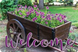 24 Pieces The Original Fun Mat, Welcome Mat, 15.5" X 23.5", Wagon Flowers Welcome - School and Office Supply Gear