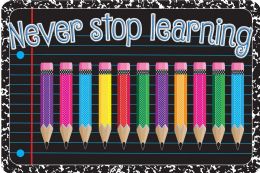24 Pieces The Original Fun Mat, Welcome Mat, 15.5" X 23.5", Never Stop Learning Welcome - School and Office Supply Gear