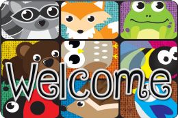 24 Pieces The Original Fun Mat, Welcome Mat, 15.5" X 23.5", Keyhole Kritters Welcome - School and Office Supply Gear