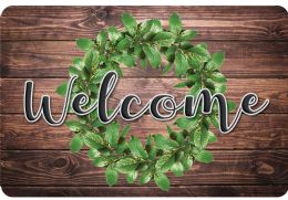 24 Pieces The Original Fun Mat, Welcome Mat, 15.5" X 23.5", Green Wreath Welcome - School and Office Supply Gear