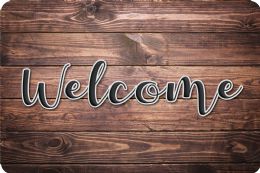 24 Pieces The Original Fun Mat, Welcome Mat, 15.5" X 23.5", Rustic Wood Welcome - School and Office Supply Gear