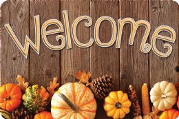 24 Pieces The Original Fun Mat, Welcome Mat, 15.5" X 23.5", Pumpkin Wood Welcome - School and Office Supply Gear
