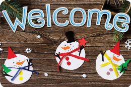 24 Pieces The Original Fun Mat, Welcome Mat, 15.5 inch X 23.5 inch, 3 Snowmen Crafted Welcome - School and Office Supply Gear