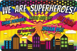 24 Pieces The Original Fun Mat, Welcome Mat, 15.5 inch X 23.5 inch, Superhero Welcome Mat - School and Office Supply Gear