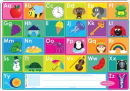 24 Pieces Smart Poly Learning Mat 12"x17", DoublE-Sided, Abc & Numbers 1-20 - School and Office Supply Gear