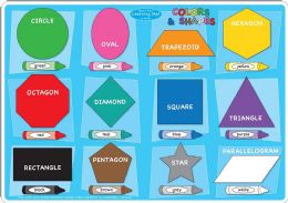 24 Pieces Smart Poly Learning Mat 12"x17", DoublE-Sided, Colors & Shapes - School and Office Supply Gear