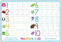 24 Pieces Smart Poly Learning Mat 12"x17", DoublE-Sided, Numbers 1-10 - School and Office Supply Gear