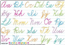 24 Pieces Traditional Cursive Handwriting, Postermat Pals, 12" X 17.25" Smart Poly, Single Sided - School and Office Supply Gear