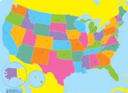 24 Pieces Us Map, Space Savers, Postermat Pals, 13" X 9.5" Smart Poly, Single Sided - School and Office Supply Gear