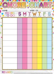 24 Pieces Chores Confetti Style, Space Savers, Postermat Pals, 13" X 9.5" Smart Poly, Single Sided - School and Office Supply Gear