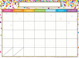 24 Pieces Calendar Confetti Style, Space Savers, Postermat Pals, 13" X 9.5" Smart Poly, Single Sided - School and Office Supply Gear