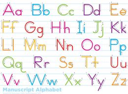 24 Pieces Traditional Manuscript Handwriting, Space Savers, Postermat Pals, 13" X 9.5" Smart Poly, Single Sided - School and Office Supply Gear