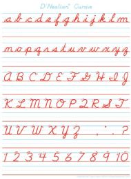 24 Pieces D'nealian Cursive Handwriting, Space Savers, Postermat Pals, 13" X 9.5" Smart Poly, Single Sided - School and Office Supply Gear