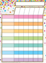 24 Pieces Incentive Chart Confetti Style, Space Savers, Postermat Pals, 13" X 9.5" Smart Poly, Single Sided - School and Office Supply Gear