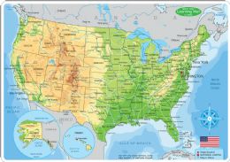 20 Packs 10 Pack Smart Poly Learning Mats 12"x17", DoublE-Sided, Us Map Physical 95001 - School and Office Supply Gear