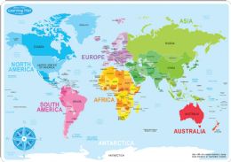 20 Packs 10 Pack Smart Poly Learning Mats 12"x17", DoublE-Sided, World Map Basic 95002 - School and Office Supply Gear