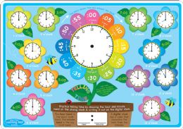 20 Packs 10 Smart Poly Learning Mats 12 inch x17 inch, DoublE-Sided, Telling Time 95018 - School and Office Supply Gear
