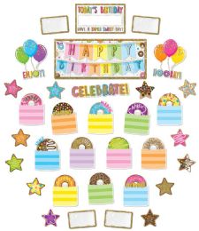 24 of Smart Poly, Mini Bulletin Board Set Birthday Donutfetti Design 33 Piece Set
