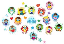 24 Sets Smart Poly, Mini Bulletin Board Set, Healthy Bubbles Social Distancing Set, 28 Piece Set - School and Office Supply Gear
