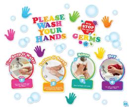 24 Sets Smart Poly ,Mini Bulletin Board Set, Healthy Bubbles Washing Your Hands Set, 28 Piece Set - School and Office Supply Gear
