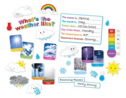 24 Sets Smart Poly Mini Bulletin Board Set, Weather, 30 Piece Set - School and Office Supply Gear
