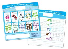 24 Pieces Smart Poly, Educational Activity Busy Board, Dry Erase, 10.75 inch x 10.75 inch, Die Cut Handle Black , Marker, Numbers 1 to 10 - School and Office Supply Gear