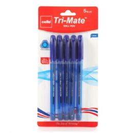 36 pieces Cello 5 1.0mm TrI-Mate Ballpoint Blue Pens - Pens