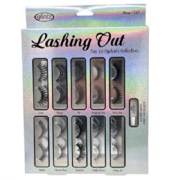 12 pieces Glintz Lashing Out 10 Pairs Eyelash Set With Glue - Assorted Cosmetics