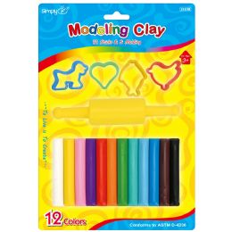 36 Pieces 12 Color Modeling Clay Sticks + 4 Modelings + Rolling Pin - Clay & Play Dough
