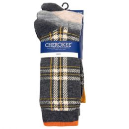 12 pieces 3 Men's Cherokee Grey Plaid Pattern Crew Socks Size 10-13 - Mens Crew Socks