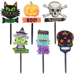 48 pieces Yard Sign Halloween 23-25in H 6 Ast Outdoor Durable Plastic Peggable - Halloween