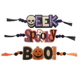 24 pieces Table Decor Halloween Mdf 3asst Boo/ Eek/ Spooky W/ Bead & Tassel/ Comply Label - Halloween