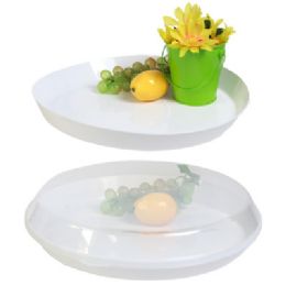 12 pieces Covered Serving Tray Round 14in Dia X 1.75in H White B&c Lab - Serving Trays