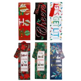 72 pieces Bottle Bag 6 Asst Xmas 4.5 X 4.5 X 14in Ribbon Handle Die Cut Tags Upc Lab - Bows & Ribbons