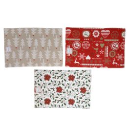 24 pieces Placemat Christmas 3 Ast 13x19in Xmas Ht/ Jhook - Placemats