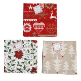48 pieces Napkin 2pk Christmas 16x16in 3 Ast Ht/jhook - Tissue Paper