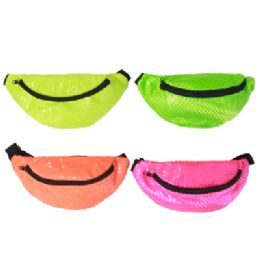 24 pieces Fanny Neon Sequined 4 Asst - Fanny Pack